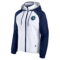 Women's Fanatics White/Navy Minnesota Timberwolves Anorak Raglan Full-Zip Hoodie Jacket