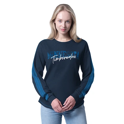 Women's G-III 4Her by Carl Banks Navy Minnesota Timberwolves Advantage Tri-Blend Long Sleeve T-Shirt