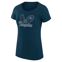 Women's G-III 4Her by Carl Banks Navy Minnesota Timberwolves Super-Slim Fit Lightweight Leopard Heart T-Shirt