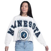 Sweat-shirt court en molleton français G-III 4Her pour femme par Carl Banks, blanc, Minnesota Timberwolves Bleachers