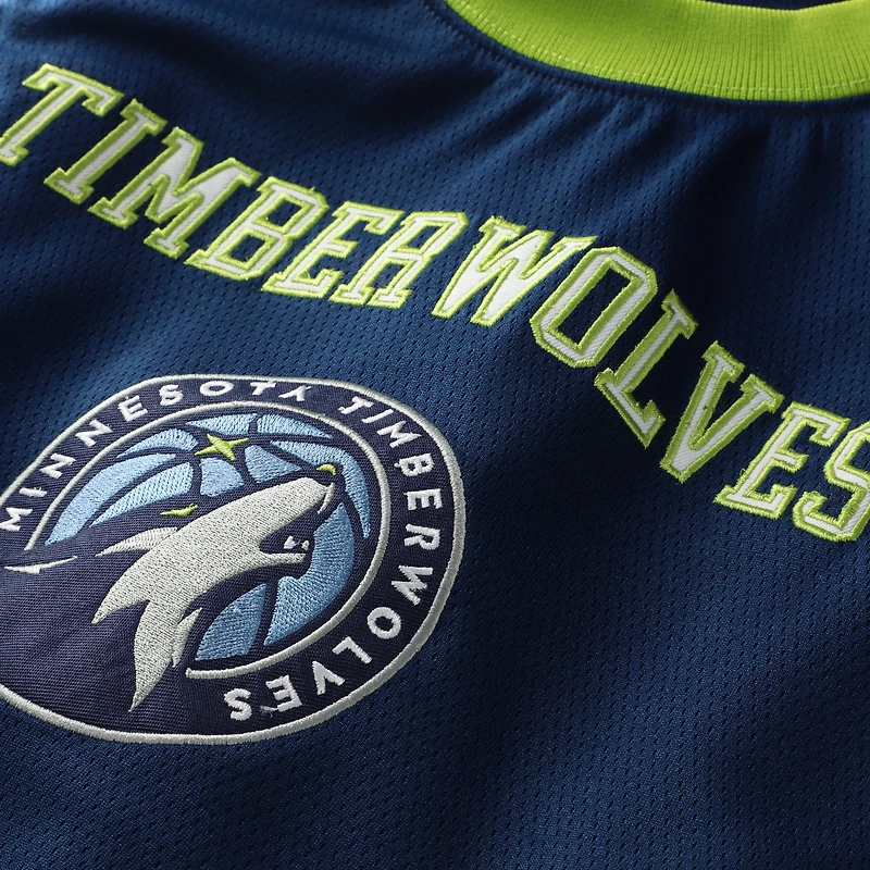 Débardeur court de basketball à col rond Hype and Vice pour femmes, bleu marine, Minnesota Timberwolves