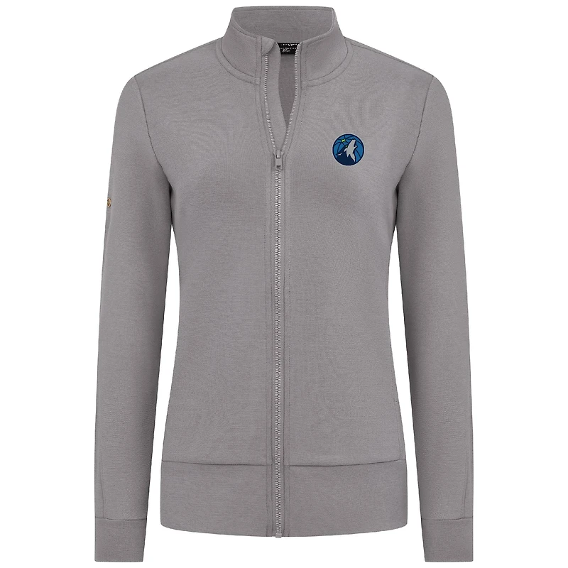 Veste zippée Shine grise pour femme des Timberwolves du Minnesota Levelwear