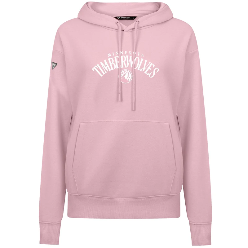 Sweat à capuche rose clair Levelwear pour femme, motif « Mother's Day Adorn Arched » des Minnesota Timberwolves