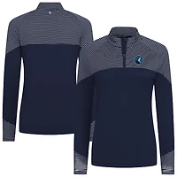 Women's Levelwear Navy Minnesota Timberwolves Classic Stripes Quarter-Zip Top