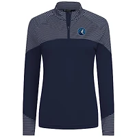 Women's Levelwear Navy Minnesota Timberwolves Classic Stripes Quarter-Zip Top