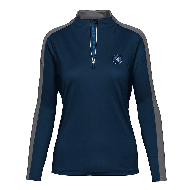 Women's Levelwear Navy Minnesota Timberwolves Remi Insignia Core Quarter-Zip Pullover Top