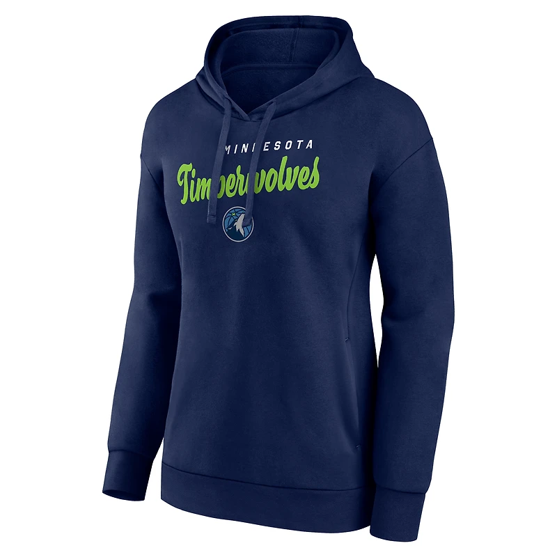 Women's Logo Athletic Navy Minnesota Timberwolves Triumphant V-Neck Pullover Hoodie
