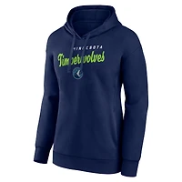 Women's Logo Athletic Navy Minnesota Timberwolves Triumphant V-Neck Pullover Hoodie
