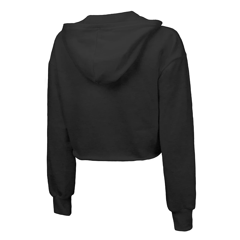 Sweat à capuche court noir Majestic Threads pour femme, motif Minnesota Timberwolves, coupe tri-blend