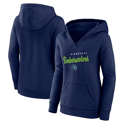 Women's  Navy Minnesota Timberwolves Triumphant V-Neck Pullover Hoodie