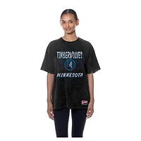 T-shirt oversize noir délavé minéral des Minnesota Timberwolves de New Era pour femme