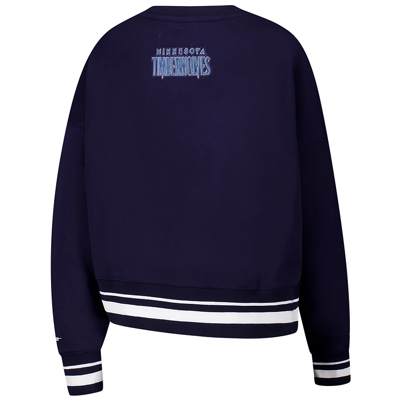 Women's Pro Standard Navy Minnesota Timberwolves Area Code Cropped Pullover Sweatshirt