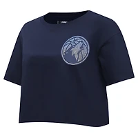 T-shirt court et boxy pour femme Pro Standard bleu marine Minnesota Timberwolves Jewels