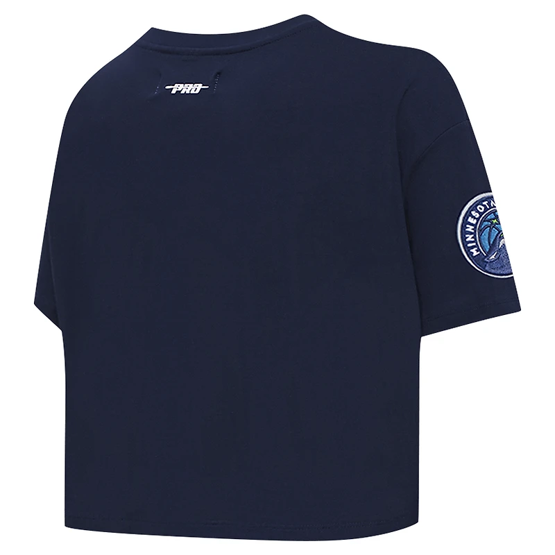 T-shirt court et boxy pour femme Pro Standard bleu marine Minnesota Timberwolves Jewels