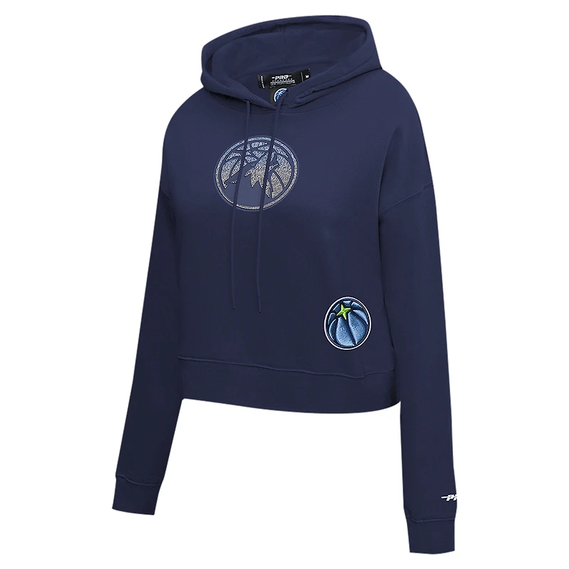 Women's Pro Standard Navy Minnesota Timberwolves Jewels Cropped Pullover Hoodie