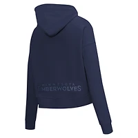 Women's Pro Standard Navy Minnesota Timberwolves Jewels Cropped Pullover Hoodie
