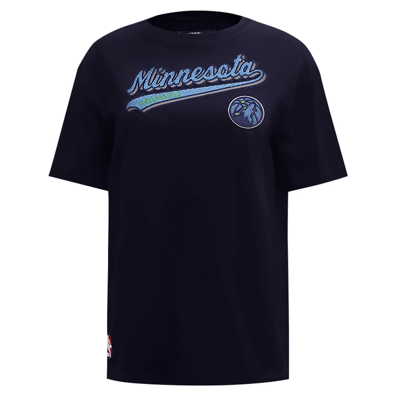 Women's Pro Standard Navy Minnesota Timberwolves Script Boyfriend T-Shirt