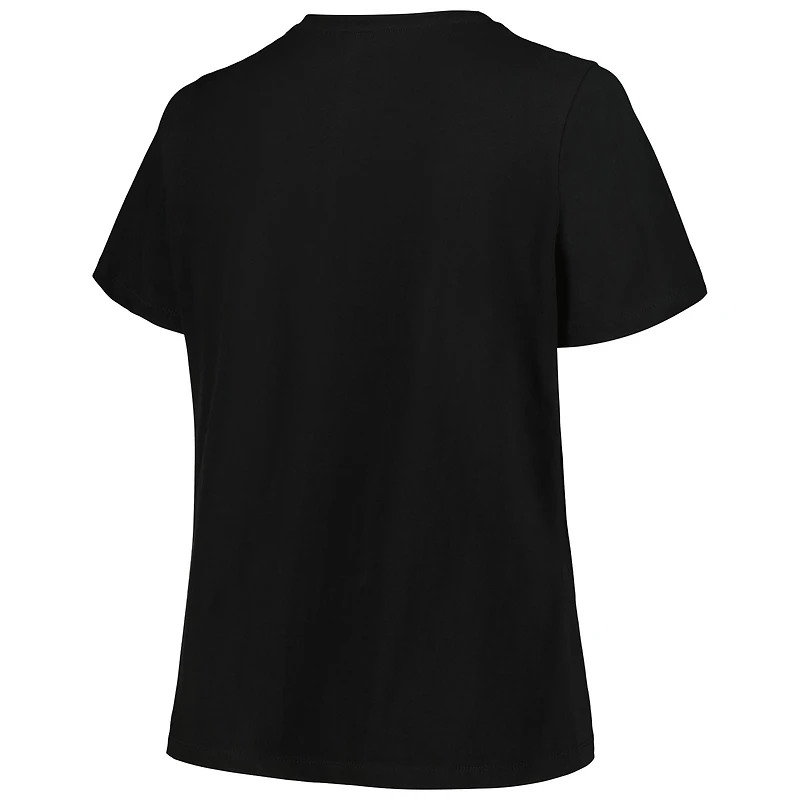 Women's Profile Black Minnesota Timberwolves Plus Arch Over Logo V-Neck T-Shirt