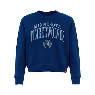 Women's Sportiqe Navy Minnesota Timberwolves Genuine Issue Collection Ashlyn Cropped Sweatshirt
