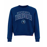 Women's Sportiqe Navy Minnesota Timberwolves Genuine Issue Collection Ashlyn Cropped Sweatshirt