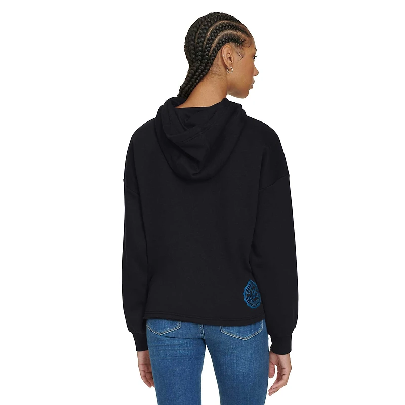 Women's Tommy Jeans Black Minnesota Timberwolves Stella Cropped Pullover Hoodie