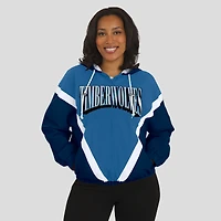 Coupe-vent zippé color-block bleu/bleu marine des Timberwolves du Minnesota pour femme par Erin Andrews