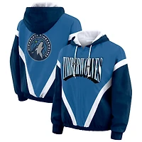 Women's WEAR by Erin Andrews  Blue/Navy Minnesota Timberwolves Colorblock Full-Zip Hoodie Windbreaker Jacket