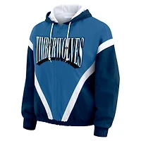 Women's WEAR by Erin Andrews  Blue/Navy Minnesota Timberwolves Colorblock Full-Zip Hoodie Windbreaker Jacket