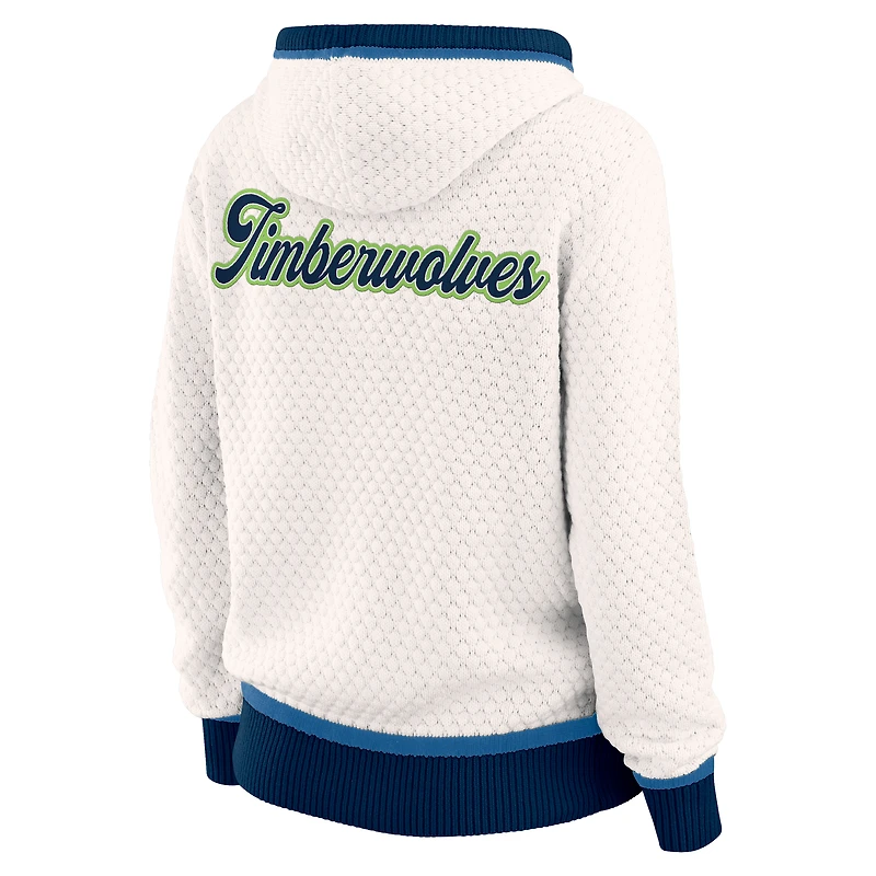 Women's WEAR by Erin Andrews Cream Minnesota Timberwolves Plus Hoodie Sweater