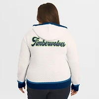 Women's WEAR by Erin Andrews Cream Minnesota Timberwolves Plus Hoodie Sweater