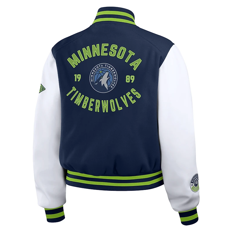 Veste courte zippée entièrement Minnesota Timberwolves bleu marine/blanc pour femme WEAR by Erin Andrews