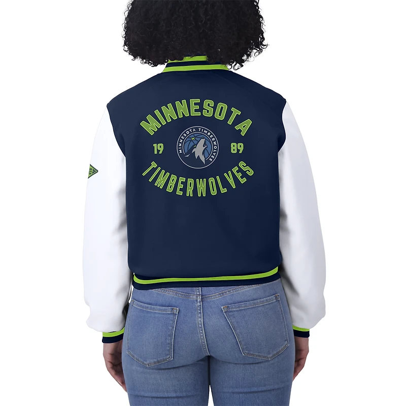 Veste courte zippée entièrement Minnesota Timberwolves bleu marine/blanc pour femme WEAR by Erin Andrews
