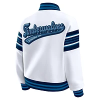 Women's WEAR by Erin Andrews  White Minnesota Timberwolves Snap Front Fleece Sweatshirt