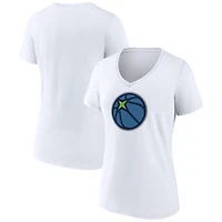 Women's  White Minnesota Timberwolves Alternate Logo V-Neck T-Shirt