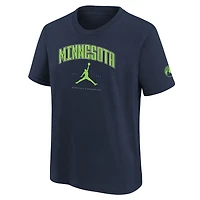 T-shirt Essential Cities bleu marine pour jeunes de la marque Jordan des Minnesota Timberwolves