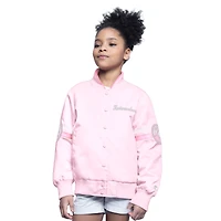 Veste universitaire à boutons-pression Arena Minnesota Timberwolves rose clair pour jeunes
