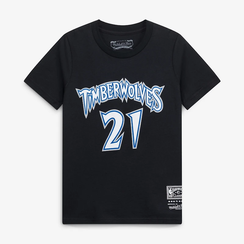 Youth Kevin Garnett Black Minnesota Timberwolves Hardwood Classics Name & Number T-Shirt