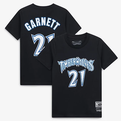 Youth Kevin Garnett Black Minnesota Timberwolves Hardwood Classics Name & Number T-Shirt