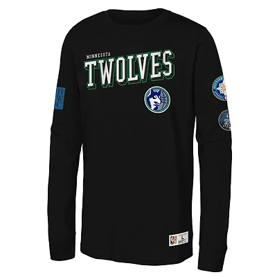 Youth Mitchell & Ness Black Minnesota Timberwolves Hardwood Classics Training Camp Long Sleeve T-Shirt
