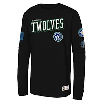 Youth Mitchell & Ness  Black Minnesota Timberwolves Hardwood Classics Training Camp Long Sleeve T-Shirt