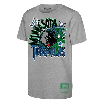 Youth Mitchell & Ness  Heather Gray Minnesota Timberwolves Hardwood Classics Play by T-Shirt