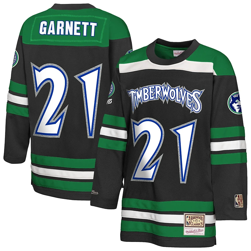 Maillot de hockey tendance noir pour jeunes Mitchell & Ness Kevin Garnett des Minnesota Timberwolves Maxxed Out 2.0