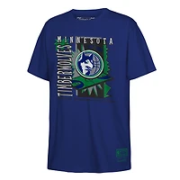 T-shirt rétro Mitchell & Ness bleu marine pour jeunes, motif affiche des Timberwolves du Minnesota, années 90