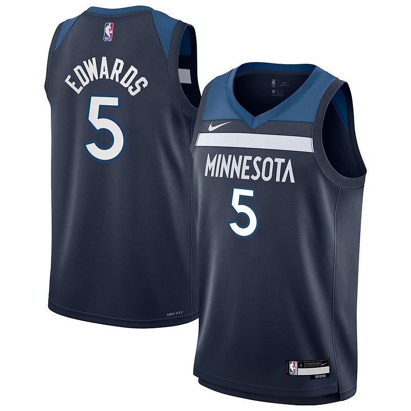 Maillot Nike Swingman Anthony Edwards College Navy pour jeune joueur des Minnesota Timberwolves - Édition Icon
