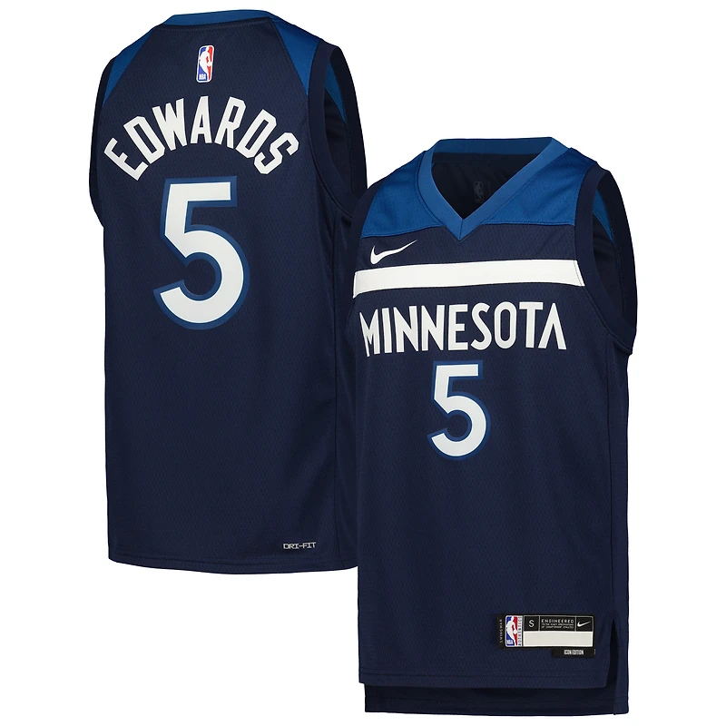 Maillot Nike Anthony Edwards Swingman pour jeunes Minnesota Timberwolves bleu marine - Édition Icon