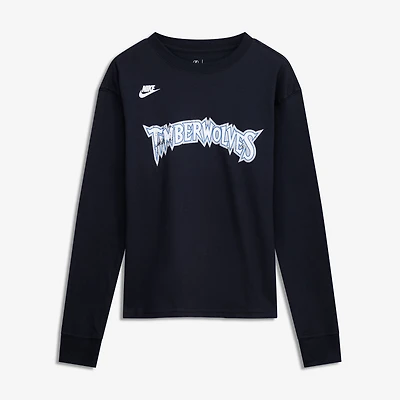 Youth Nike  Black Minnesota Timberwolves Hardwood Classics Essential Logo Max90 Long Sleeve T-Shirt