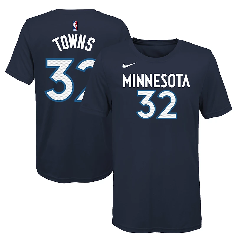 Youth Nike Karl-Anthony Towns Navy Minnesota Timberwolves Name & Number T-Shirt