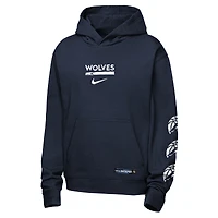 Sweat à capuche Nike Courtside Club Premiere pour jeunes, bleu marine, Minnesota Timberwolves