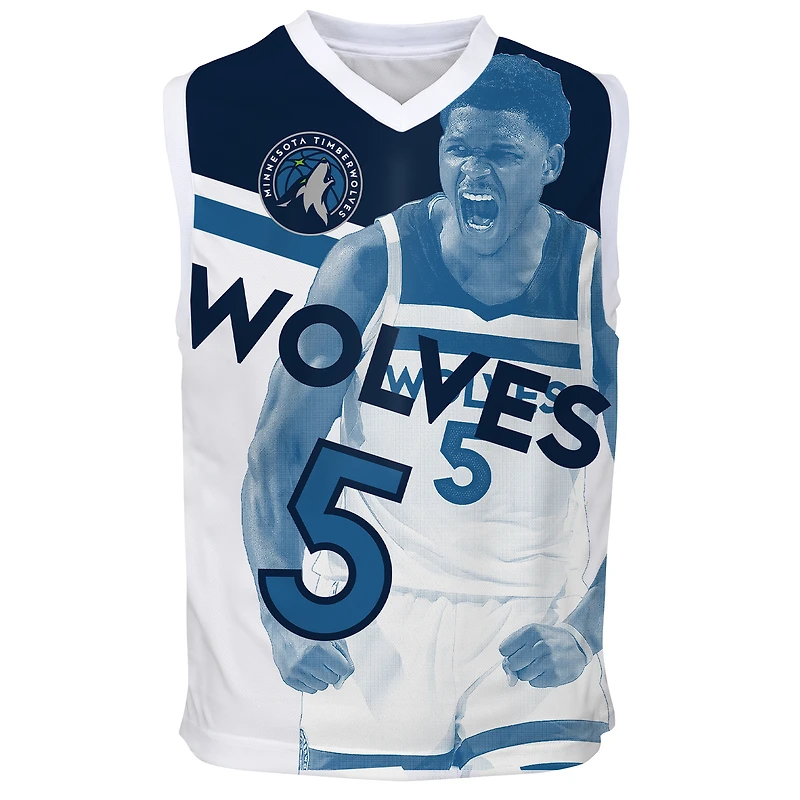Maillot de mode domicile bleu Anthony Edwards des Timberwolves du Minnesota, porté par Youth Outerstuff.