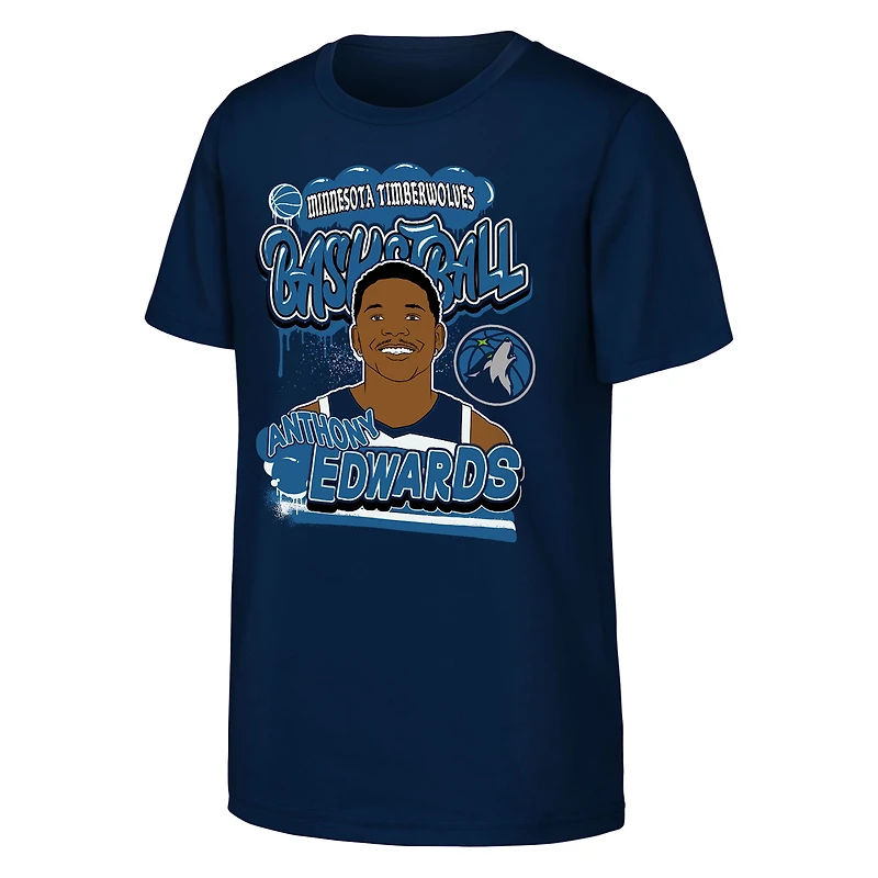 T-shirt bleu marine Anthony Edwards des Minnesota Timberwolves pour jeunes Outerstuff